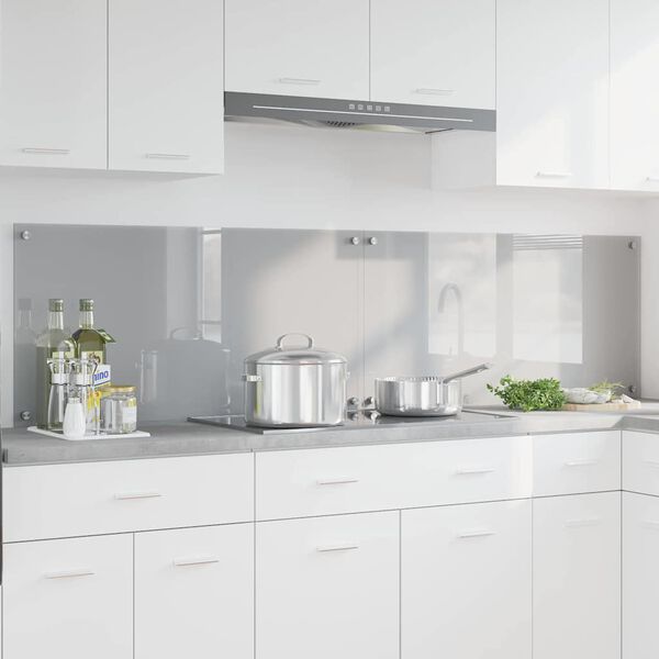 vidaXL K&uuml;chenr&uuml;ckwand 2 pcs Hellgrau 100 x 50 cm Geh&auml;rtetes Glas
