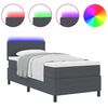 vidaXL LED Boxspringbett Dunkelgrau und Weiß 90 x 200 cm Cordstoff