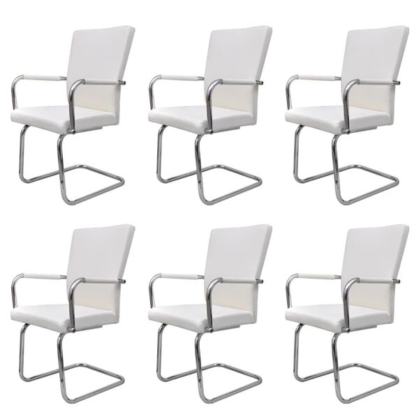 vidaXL Freischwinger 6 Stk. Wei&szlig; Kunstleder