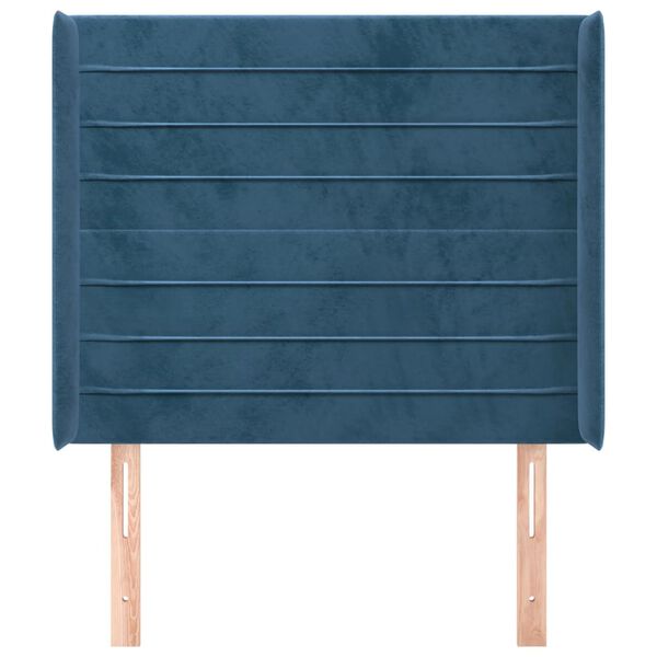 vidaXL Kopfteil mit Ohren Dunkelblau 83x16x118/128 cm Samt