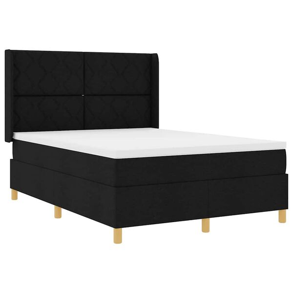 vidaXL Boxspringbett mit Matratze Schwarz 140 x 200 cm Stoff