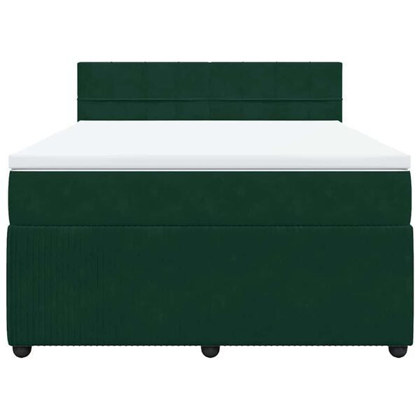 vidaXL Boxspringbett mit Matratze Dunkelgr&uuml;n 140x190 cm Samt