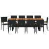 vidaXL Garten Essgruppe 11 pcs Schwarz Poly-Rattan