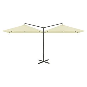 vidaXL Doppel-Sonnenschirm mit Stahl-Mast 600x300 cm Sandwei&szlig;