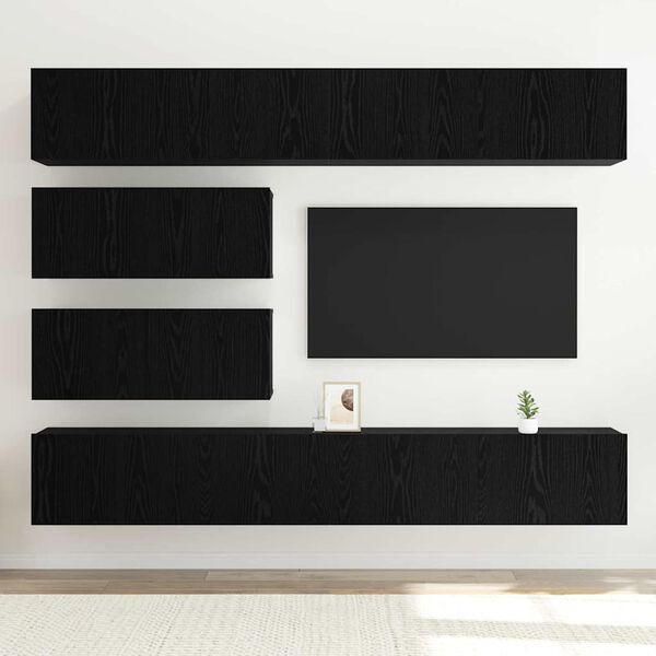vidaXL TV-Schrankset 6 pcs Schwarz Eichen-Optik Holzwerkstoff