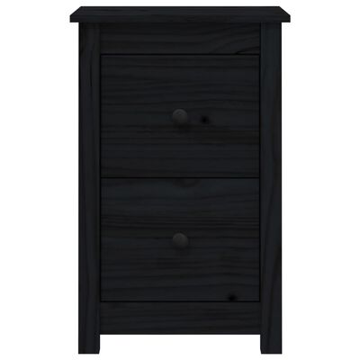 vidaXL Nachttische 2 Stk. Schwarz 40x35x61,5 cm Massivholz Kiefer