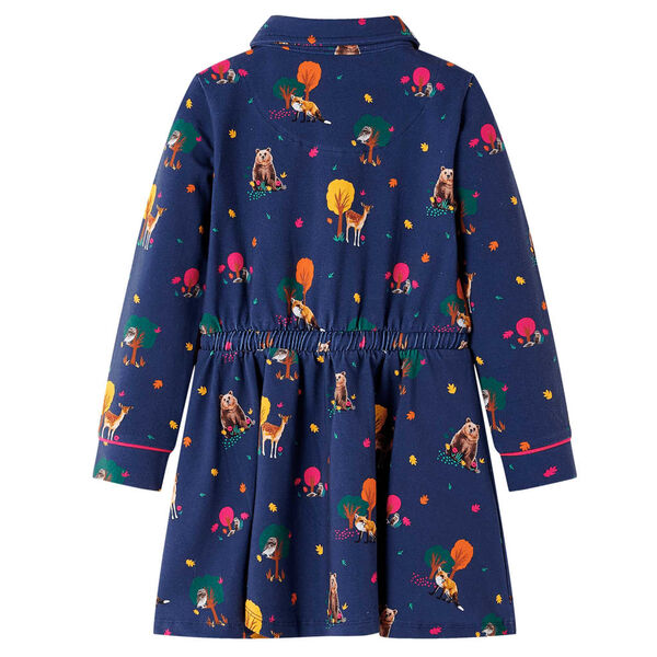 Kinderkleid mit Langen &Auml;rmeln und Kordelzug Marineblau 128