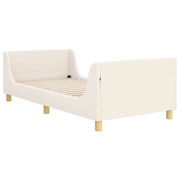 vidaXL Kinderbettgestell mit Kopfteil Creme 90 x 200 cm Schafstoff