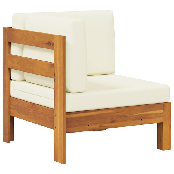 vidaXL Ecksofa mit Cremewei&szlig;en Kissen Massivholz Akazie