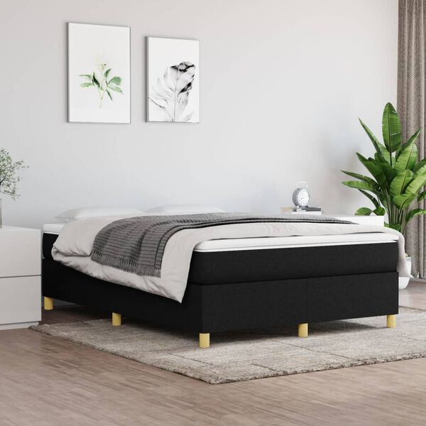 vidaXL Boxspringbettgestell Schwarz 140x190 cm Stoff