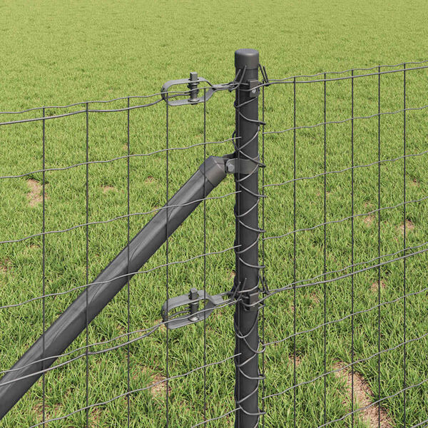 vidaXL Zaun mit Pfosten Grau 0,4 x 25 m Stahl und PVC