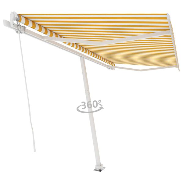 vidaXL Standmarkise Manuell Einziehbar 400x350 cm Gelb/Wei&szlig;