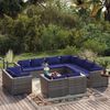 vidaXL 12-tlg. Garten-Lounge-Set mit Kissen Grau Poly Rattan