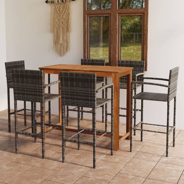 vidaXL 7-tlg. Gartenbar-Set Grau