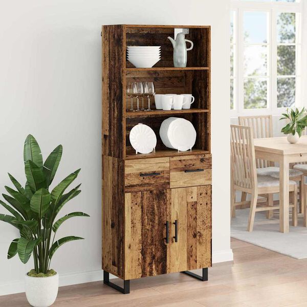 vidaXL Highboard Altholz 69,5 x 34 x 180 cm Holzwerkstoff