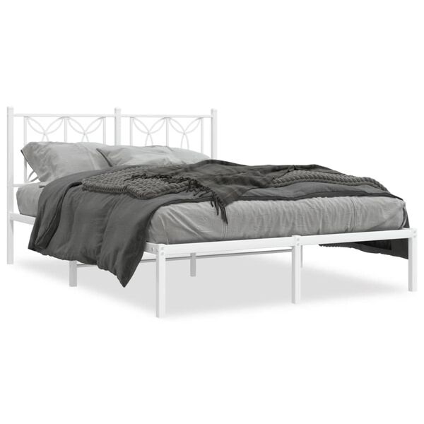 vidaXL Bettgestell mit Kopfteil Metall Wei&szlig; 140x200 cm