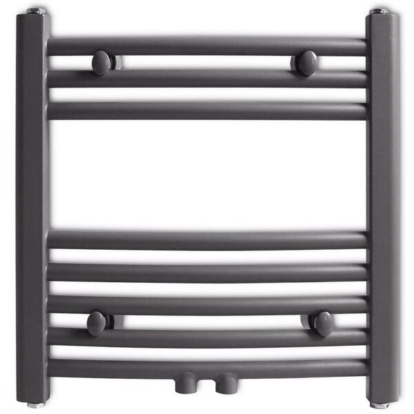 Handtuchheizk&ouml;rper Warmwasser Gebogen Grau 480x480 mm