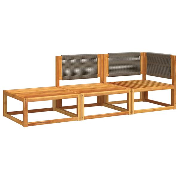vidaXL 3-tlg. Gartensofa-Set mit Kissen Holz Akazie & Seil