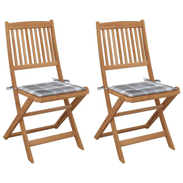 vidaXL Klappbare Gartenst&uuml;hle 2 Stk. mit Kissen Massivholz Akazie