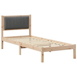 vidaXL Bettgestell mit gepolstertem Kopfteil Dunkelgrau 75 x 190 cm