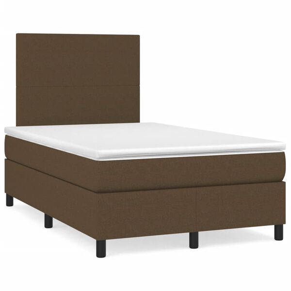 vidaXL Boxspringbett mit Matratze & LED Dunkelbraun 120x190 cm Stoff