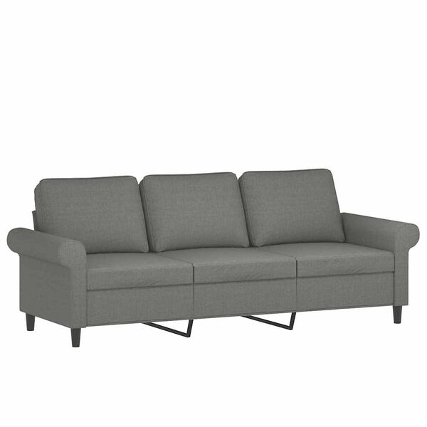 vidaXL 3-Sitzer-Sofa mit Hocker Dunkelgrau 180 cm Stoff