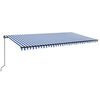 vidaXL Manuelle Markise 6 x 3,5 m Blau-wei&szlig; gestreift 100% Polyester