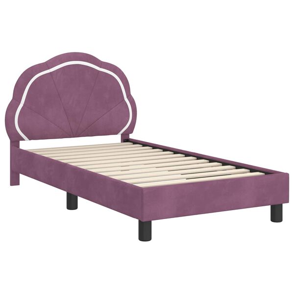 vidaXL Kinderbettgestell mit Kopfteil Lila 80 x 160 cm Samt