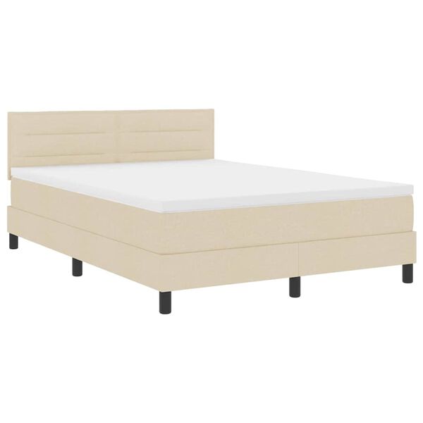 vidaXL Boxspringbett mit Matratze Creme 140 x 190 cm Stoff