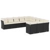 vidaXL 11-tlg. Garten-Sofagarnitur mit Kissen Schwarz Poly Rattan
