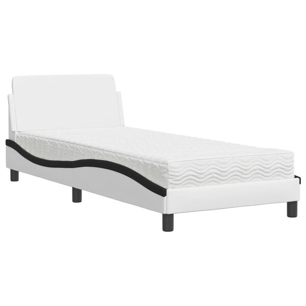 vidaXL Bett mit Matratze "Dover" Wei&szlig; und Schwarz 80x200 cm Kunstleder