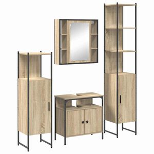 vidaXL Badezimmerm&ouml;bel-Set 4 stk. Sonoma-Eiche 33 x 33 x 185,5 cm