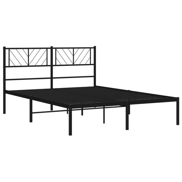 vidaXL Bettgestell mit Kopfteil Metall Schwarz 120x190 cm