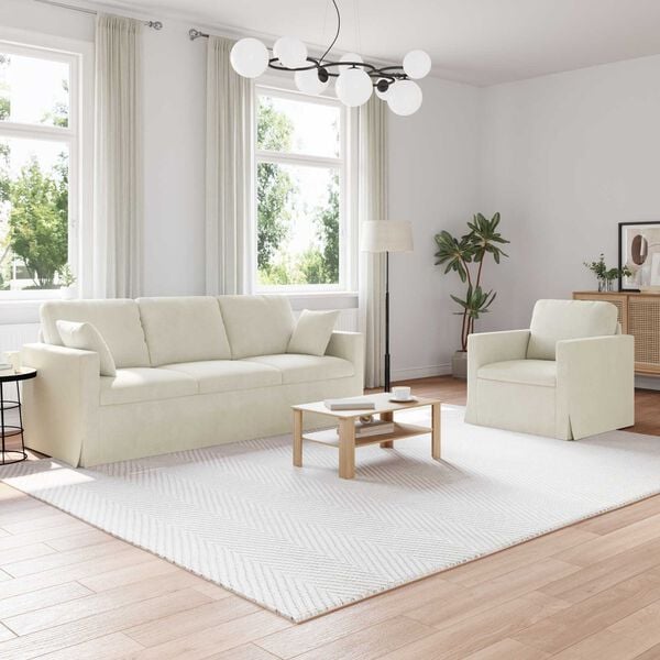 vidaXL Sofa 2 pcs Creme 198 x 78 x 80 cm Samt