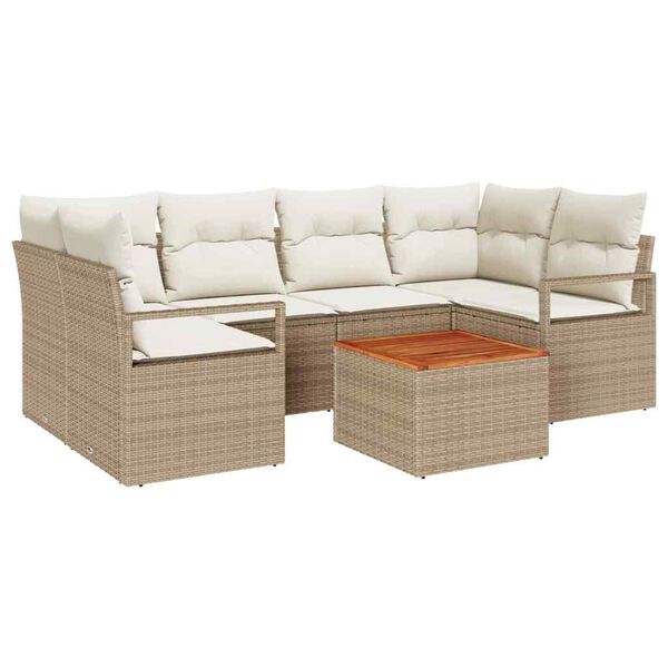 vidaXL Garten-Sofa-Set 7 pcs Beige und Wei&szlig;