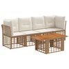 vidaXL Gartensofa-set 5 stk. Nat&uuml;rlich und Cremwei&szlig; Poly-Rattan