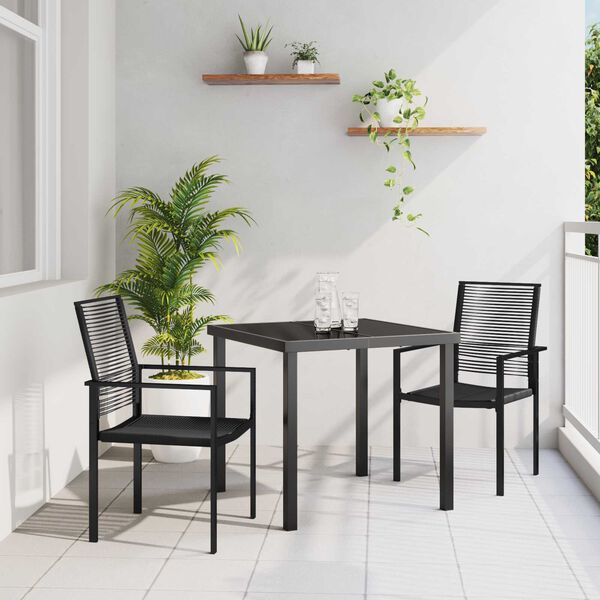 vidaXL Garten Essgruppe 3 pcs Schwarz Pulverbeschichteter Stahl