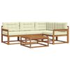 vidaXL Outdoor-Sofagarnitur mit Kissen 5 pcs Natur und Creme