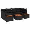 vidaXL Garten-Sofa-Set mit Kissen 6 pcs Schwarz Poly Rattan