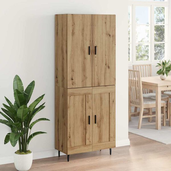 vidaXL Highboard 2 pcs Artisan-Eiche Engineered Wood und Glas