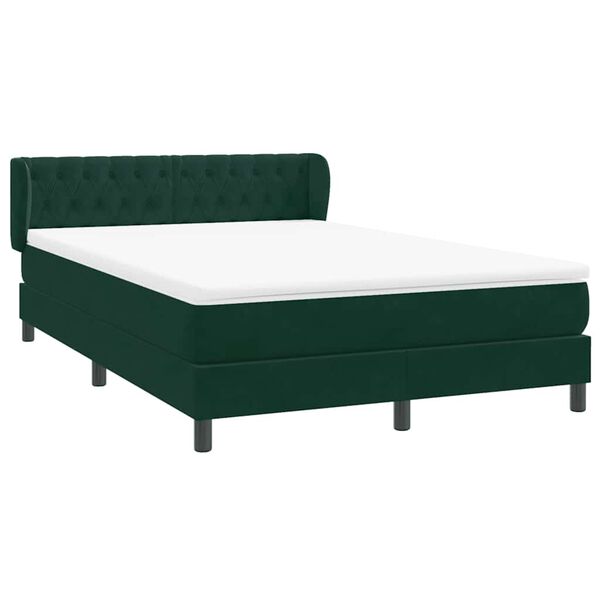 vidaXL Boxspringbett mit Matratze Dunkelgr&uuml;n 140x210 cm Samt