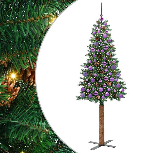 vidaXL Schlanker Weihnachtsbaum mit 300 LEDs mit St&auml;nder Gr&uuml;n 180 cm