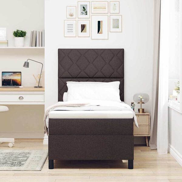 vidaXL Boxspringbett mit Matratze Dunkelbraun 100 x 200 cm Stoff