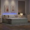 vidaXL Bett mit LED-Lichtleisten Hellgrau 200 x 200 cm Samt