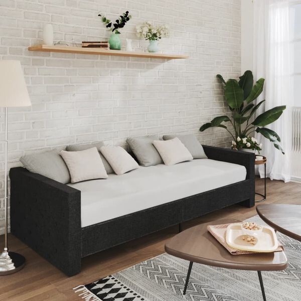 vidaXL Tagesbett USB Schwarz Stoff 90x200 cm