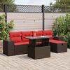 vidaXL 6-tlg. Garten-Sofagarnitur mit Kissen Braun Poly Rattan