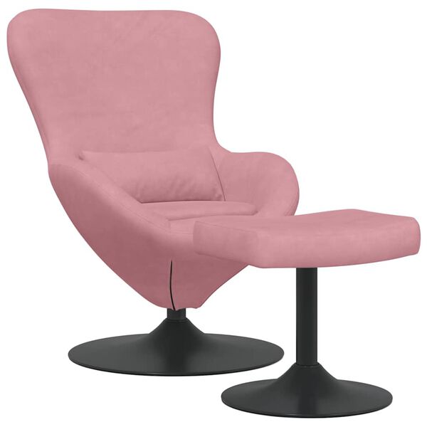 vidaXL Eierstuhl mit Fu&szlig;hocker Rosa Samt