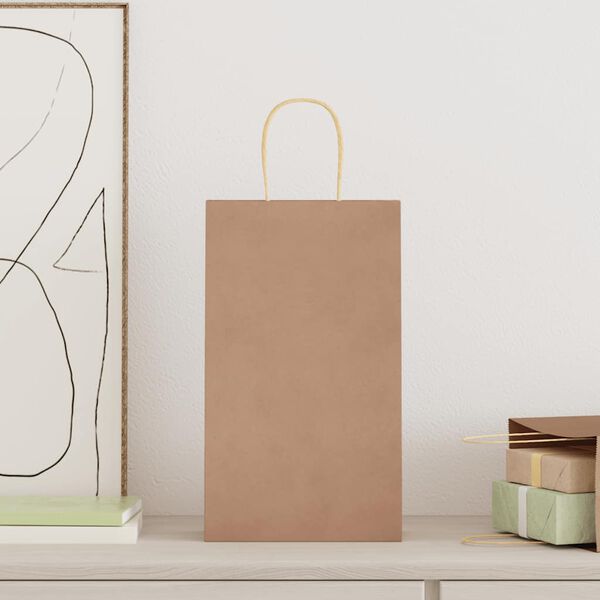 vidaXL Papiertragetaschen 50 Stk. mit Henkeln Braun 21x11x36 cm