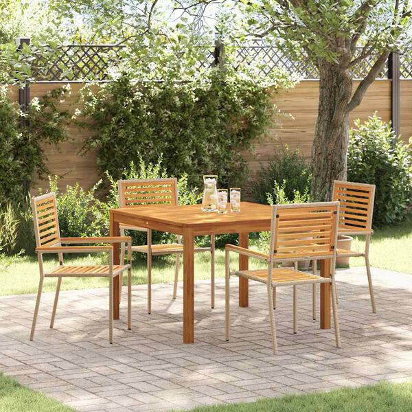 vidaXL Garten Essgruppe 5 pcs Beige Massivholz Akazie