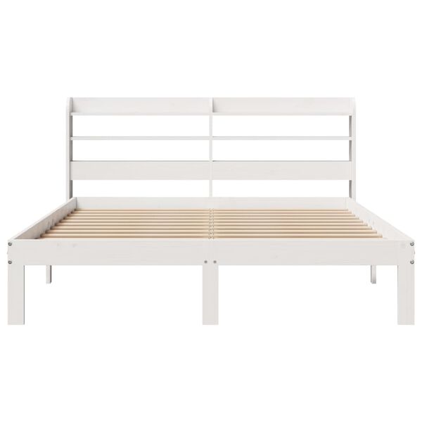 vidaXL Bettgestell mit Kopfteil ohne Matratze Wei&szlig; 160x200 cm